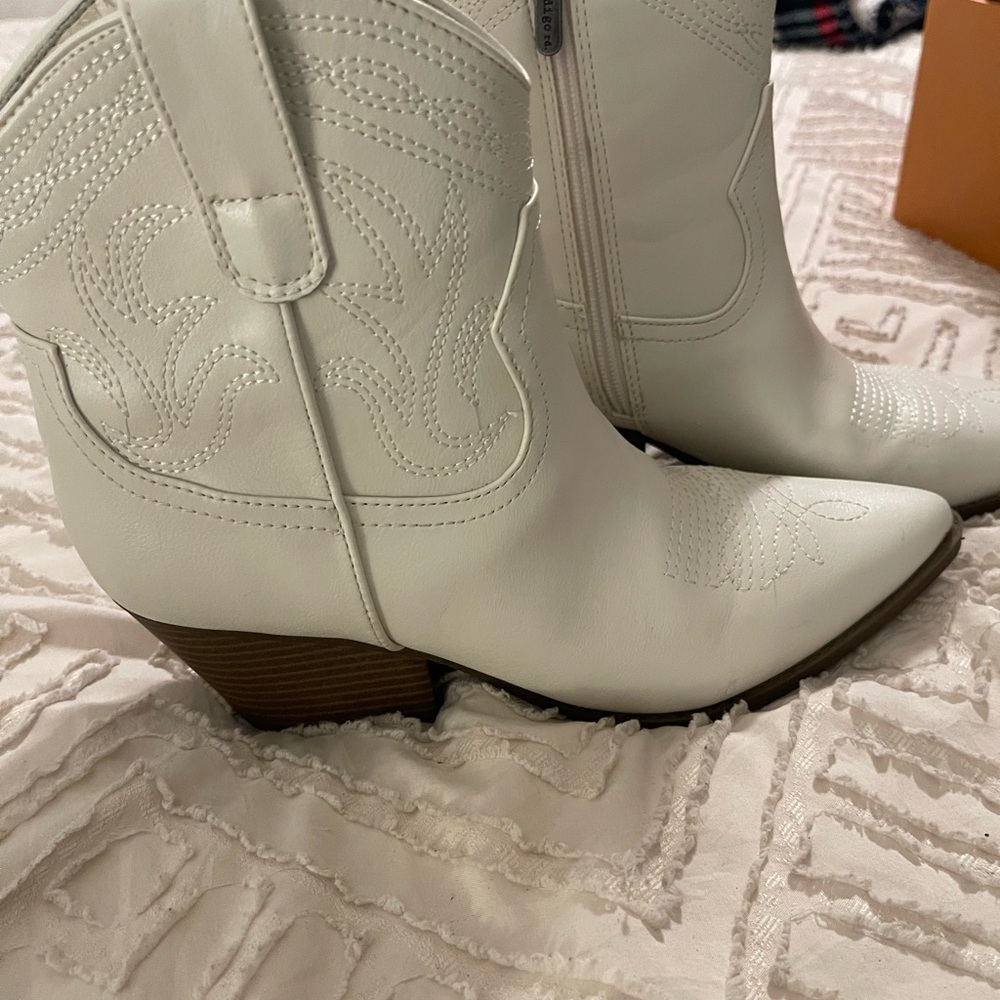 White Western Ankle Boots